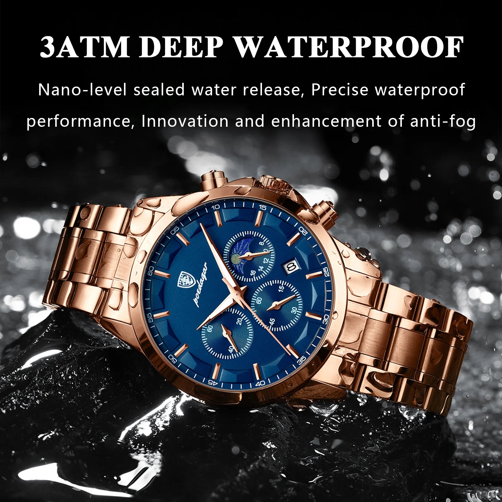POEDAGAR Luxury Men Watch Waterproof Luminous Chronograph Man Wristwatch High Quality Stainless Steel Sport Men's Quartz Watches
