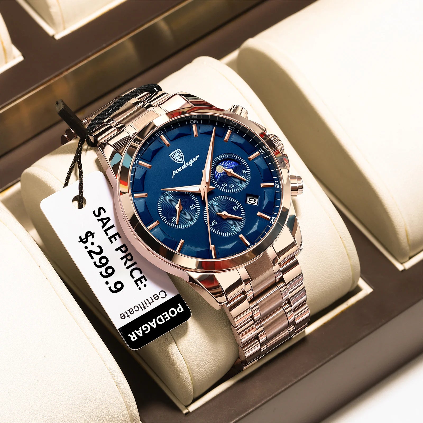 POEDAGAR Luxury Men Watch Waterproof Luminous Chronograph Man Wristwatch High Quality Stainless Steel Sport Men's Quartz Watches